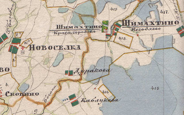2020 Карта Менде и на ней деревня Дуракова в 2,5 км от села Негодяево и река Богона