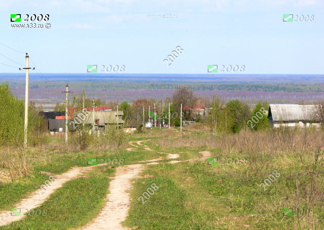 Общий вид деревни Княжичи Гороховецкого района Владимирской области на въезде к северу от трассы М7