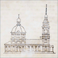 Проект построенной, но впоследствии, при большевиках, снесённой церкви в Парахино