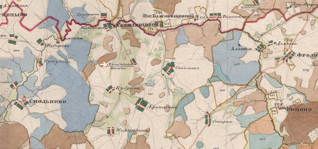 На старинной карте полковника Менде 1865-1880 годов помимо основного наименования деревни Хвостово помечено в скобках историческое или народное - Пеньки