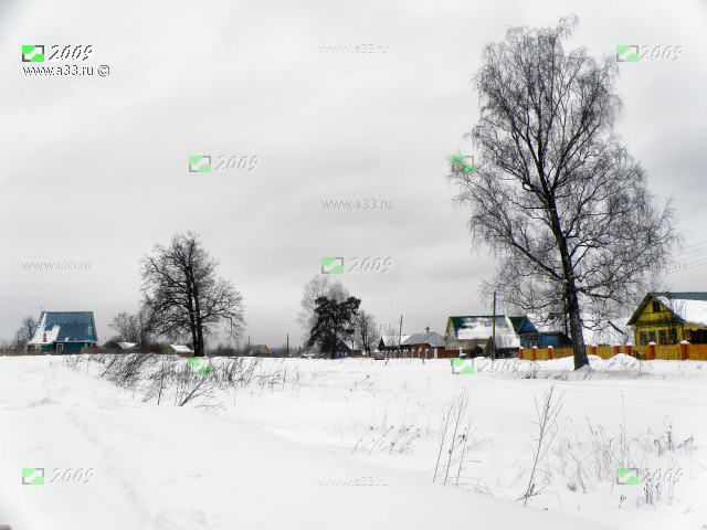 Центральная часть деревни Пантелеево Кольчугинского района Владимирской области зимой