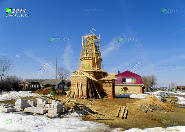 Строительство деревянной церкви Сергия Радонежского в деревне Кононово Меленковского района Владимирской области