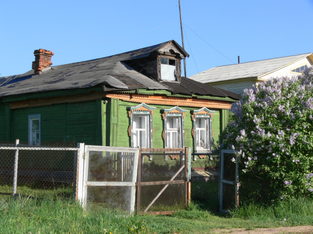 2007 Домик на три окна в кустах сирени; деревня Вялово Петушинского района Владимирской области