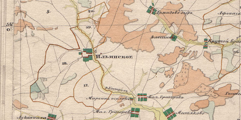 Ильинское на карте Менде 1865-1880