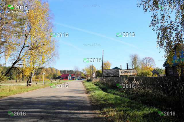 Вид главной улицы Октябрьской в Копнино по дороге от Скалово