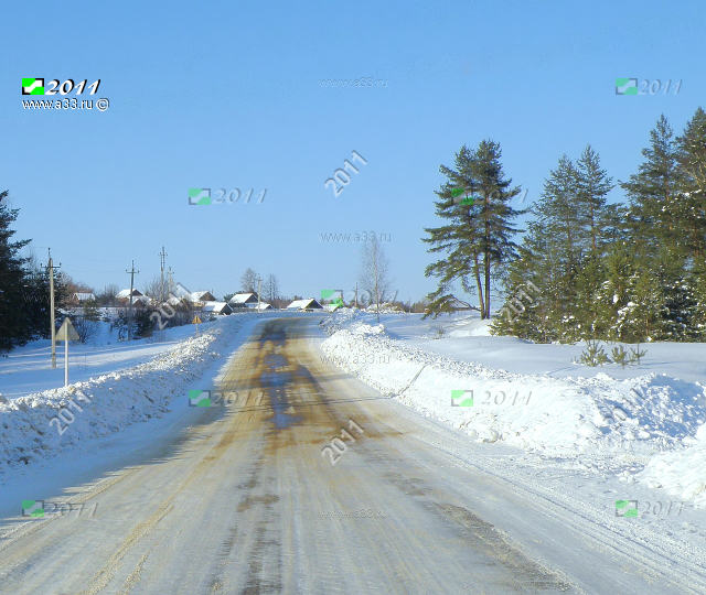 Деревня Юрышки Вязниковского района Владимирской области на въезде с юга Зимняя фотография
