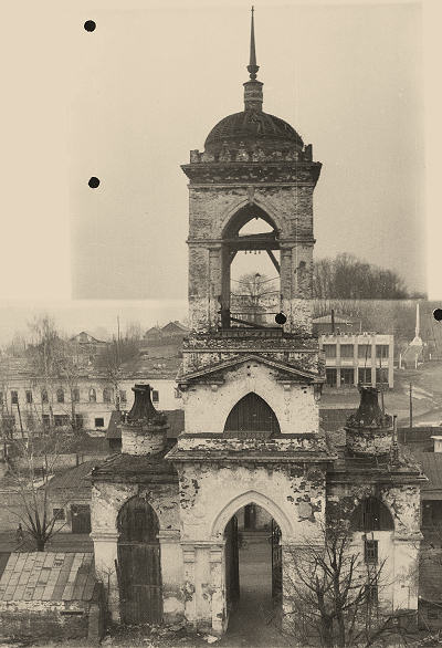 Колокольня Мстёрского Богоявленского мужского монастыря в 1986 году до ремонта