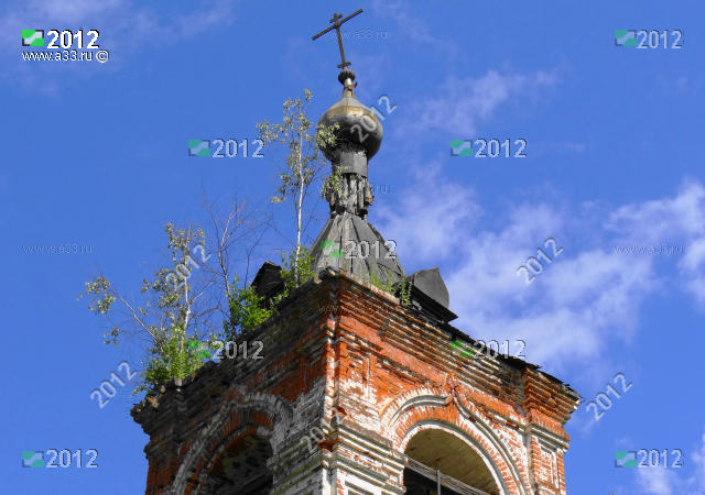Завершение колокольни церкви Преображения Господня на кладбище за деревней Войново Вязниковского района Владимирской области
